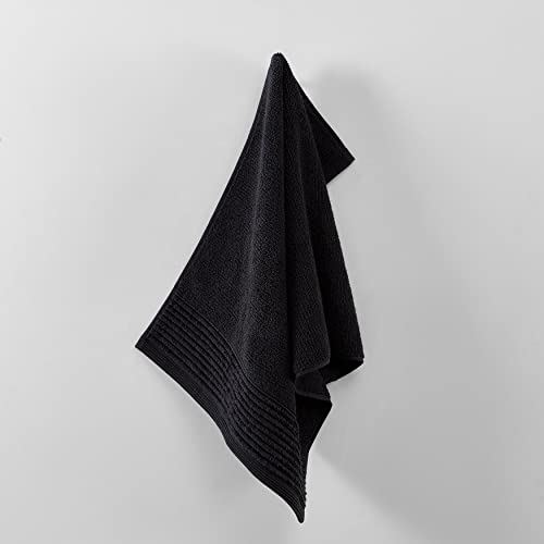 Vera Wang - 6-Piece Bath Towel Set, 100% Cotton Soft & Absorbent Bathroom Towels, Low Lint & Fade-Free, Sculpted Pleat Black - color: Sculpted Pleat Black, size: 6 Piece