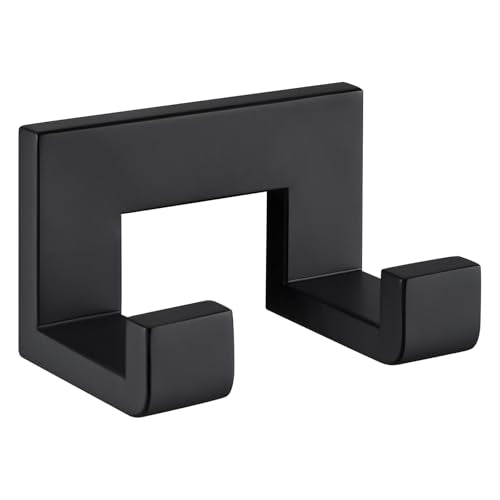 Angle Simple Double Towel Hook, Bathroom Hand Towel Holder, Matte Black | Rustproof SUS304 Stainless Steel Robe Coat Hook, Space Saving Home Storage for Kitchen Shower Entryway RV, Screws Mounted - color: Matte Black