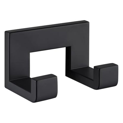 Angle Simple Double Towel Hook, Bathroom Hand Towel Holder, Matte Black | Rustproof SUS304 Stainless Steel Robe Coat Hook, Space Saving Home Storage for Kitchen Shower Entryway RV, Screws Mounted - color: Matte Black