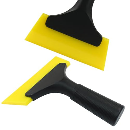 Hordion 2Pcs Small Squeegee 5" Rubber Blade Window Tint Squeegee Yellow | Mini Wiper for Car Windshield Mirror Shower Auto Cleaning - color: Yellow