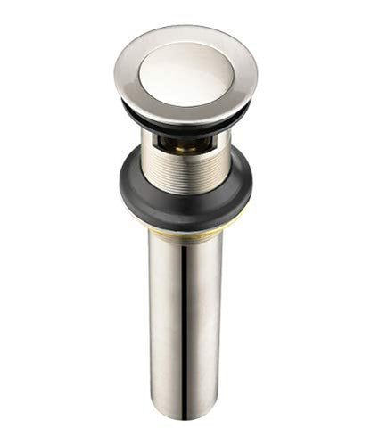 Purelux Bathroom Sink Drain Stopper Faucet Vanity Sink Pop Up Drain Assembly with Overflow, Brushed Nickel Finish - color: Brushed Nickel, style: With Overflow