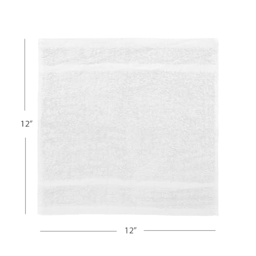 Avalon Towels White Washcloths Bulk Pack of 36 (12x12 inches) - 100% Cotton Washcloths & Face Towels - Highly Absorbent & Soft Wash Cloths for Showering, Wash Rags for Body & Face Cloths - color: White