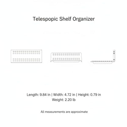 Telescopic Shelf Organizer, Adjustable Stainless Steel Cabinet Divider for Under Sink, Kitchen, Bathroom, and Closet Storage - size: 9.84 x 4.72 x 0.79 in