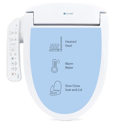 Brondell SE400-EW Swash SE400 Electric Bidet Toilet Seat With Heated Seat, Oscillating Stainless Steel Nozzle, Warm Air Dryer, Night Light, Gentle Close Lid, White Side Arm Control, Elongated - style: Elongated