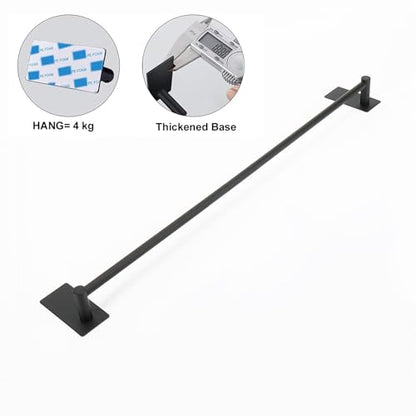 NearMoon Self Adhesive Bathroom Towel Bar- Stainless Steel Bath Wall Shelf Rack Hanging Towel Stick On Sticky Hanger Contemporary Style, NO Drilling (1 Pack, Matte Black, 27-Inch Towel Rack) - color: Matte Black, size: 27-Inch