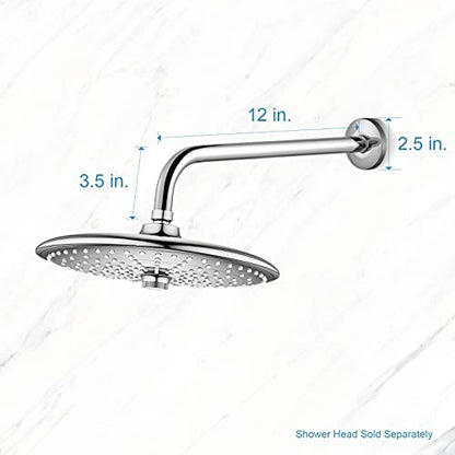 OFFO Shower Arm with Flange, 12 in Wall Mount Replacement Angle Shower Head Arm Wall-Mounted For Fixed Shower Head & Handheld Showerhead, Chrome - color: Chrome, style: 12 in