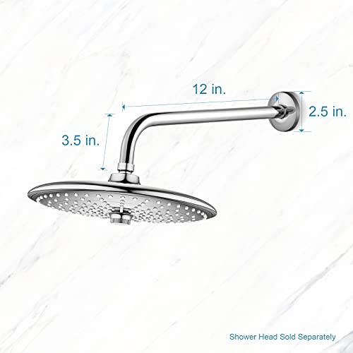 OFFO Shower Arm with Flange, 12 in Wall Mount Replacement Angle Shower Head Arm Wall-Mounted For Fixed Shower Head & Handheld Showerhead, Chrome - color: Chrome, style: 12 in