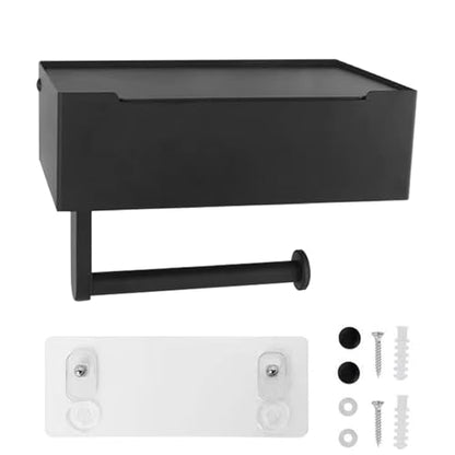 Toilet Paper Holder with Shelf, Wipe Holder for Bathroom, Wipes Dispenser Storage, Toilet Paper Roll Holder, Stainless Steel, Wall Mounted(Color:1)