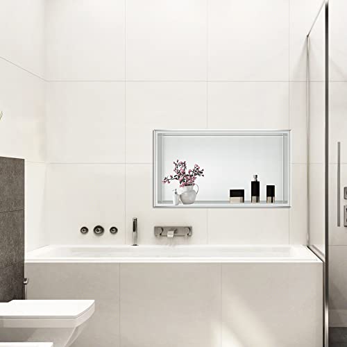 SUNTAGE Recessed Shower Niche Insert Stainless Steel (24" X 12" Brushed) - size: 24" X 12" Brushed