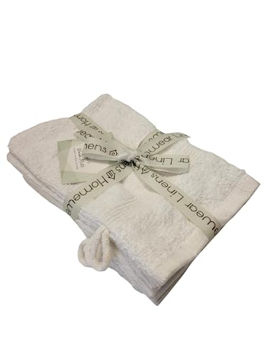 High Rise Stripe 6 Pack 6 x 8.5 Wash Mitt Set, Low Twist, Highly Absorbent, Gentle Hand and Face Cloth, European Style with Loop, White - color: White