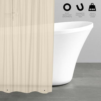 Bath Bliss 2 Pack PVC Heavy Weight Shower Curtain Liner | 4G | 70" x 72" | Rust Resistant Copper Grommets | Magnetic Hem | Beige - color: Beige