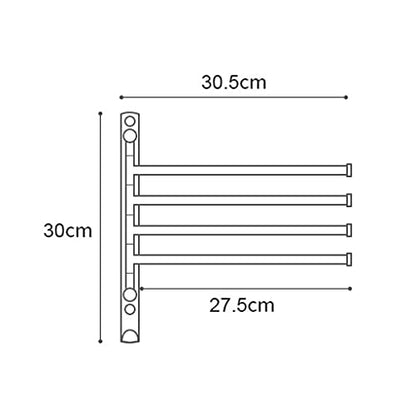 ZHOUXIAO White Brass Swing Out Towel Bar Holder Wall-Mounted/Swivel Towel Rack Hanger Organizer for Bathroom or Kitchen, 4-Bar Towel Bar Folding Arm Swivel Hanger Bathroom S White