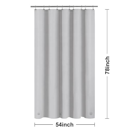 Barossa Design 54W x 78H Stall Shower Curtain Liner Silver Gray | Waterproof PEVA, 3 Bottom Magnets, Metal Grommets, Lightweight Plastic Shower Liner 54x78 Inches for Bathroom Stall - color: Gray Silver, size: 54"W x 78"L (Pack of 1)