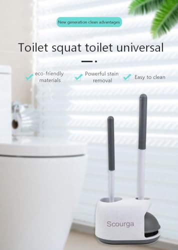 Toilet Plunger and Brush Set Heavy Duty Toilet Plunger with Long Handle, Sturdy Toilet Brush Holder Combo, This toilet pump also Bathroom Cleaning Tools Kit for Sink, Shower Drain, Floor Drain