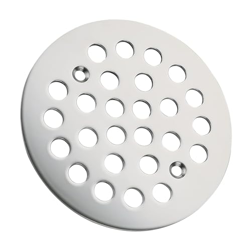 Round 4-1/4 Inch Screw-in Shower Drainer Cover Replacement 304 Stainless Steel Floor Drain Grate with Screws Chrome - color: Chrome