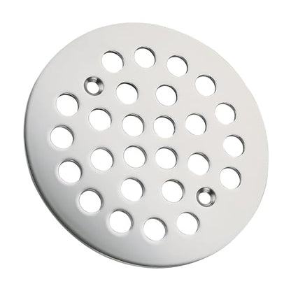 Round 4-1/4 Inch Screw-in Shower Drainer Cover Replacement 304 Stainless Steel Floor Drain Grate with Screws Chrome - color: Chrome