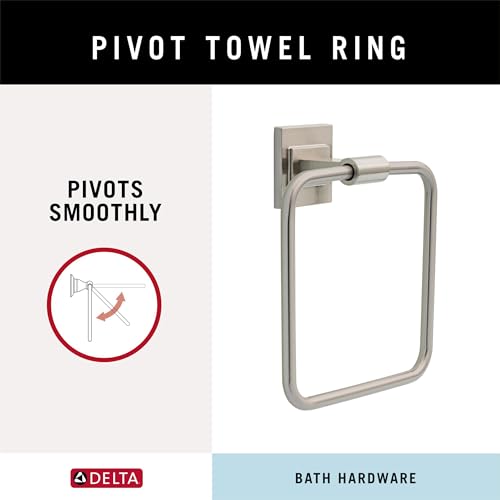 Delta Faucet McLaren (1-Pack) Hand Towel Holder, SpotShield Brushed Nickel, Square Ring for Bathroom or Kitchen Sink, Wall Mounted MCL46-BN