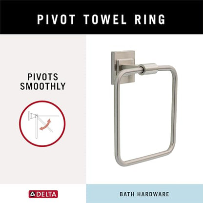 Delta Faucet McLaren (1-Pack) Hand Towel Holder, SpotShield Brushed Nickel, Square Ring for Bathroom or Kitchen Sink, Wall Mounted MCL46-BN