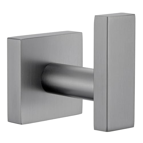 Angle Simple Gunmetal Gray Bathroom Towel Hook, Coat Robe Clothes Wall Hook | SUS304 Stainless Steel, Bathrobe Holder for Hat Dog Leash Bag Key, Kitchen Shower Hand Towel Hanger, Screw Wall Mount - color: Gunmetal Gray