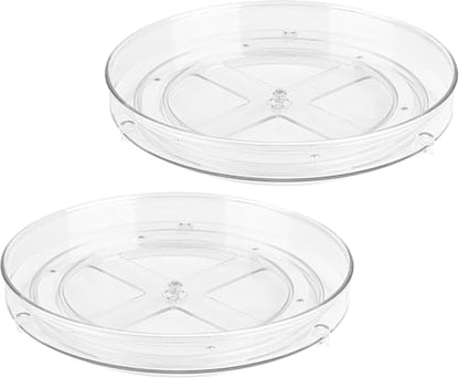 Oizeir Clear Lazy Susan Organizer (Pack of 2) 11.5 Inch Turntable for Kitchen, Pantry, Fridge, Bathroom, and Vanity Countertops, Acrylic Rotating Organizer - size: 11.5 Inches - 2 Pack