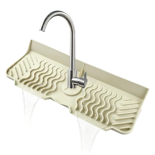 Craftdady 17.5'' Kitchen Sink Splash Guard Faucet Mat for Kitchen Sink | 5° Slope Fast Self-draining White Kitchen Sink Faucet Mat Behind Faucet fit for Countertop Bathroom Farmhouse - color: White