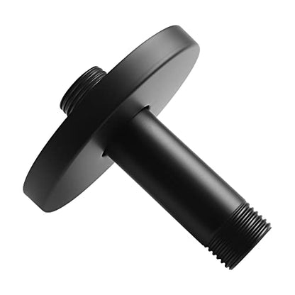 Straight Shower Arm with Flange, Ceiling Mount 3" Pipe, Matte Black | Neck Replacement, For High Pressure Fixed Rain Shower Head, 1/2" NPT, G1/2 - color: Round Matte Black 3 Inch