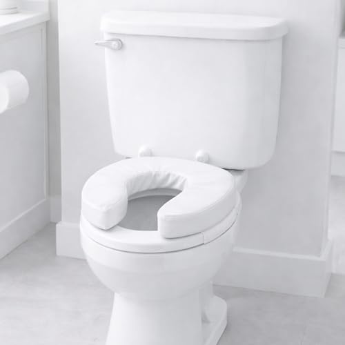 DMI Raised Toilet Seat Toilet, Toilet Seat Riser, Seat Cushion and Toilet Seat Cover to Add Extra Padding to the Toilet Seat while Relieving Pressure, 2 Inch Pad, White - size: 2 Inch (Pack of 1)