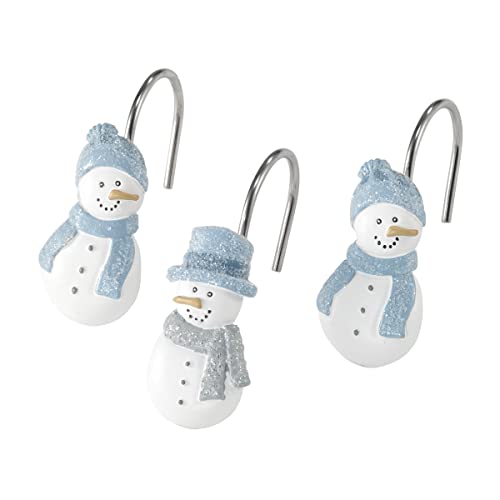 Avanti Linens - Shower Set, Fabric Shower Curtain with Matching 12pc Hooks, Holiday Bathroom Decor (Frosty Friends Collection) - size: 72"W x 72"L (Pack of 1)