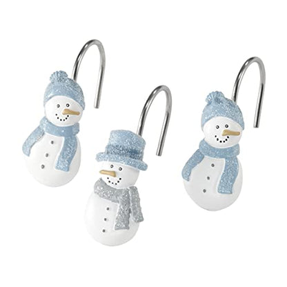 Avanti Linens - Shower Set, Fabric Shower Curtain with Matching 12pc Hooks, Holiday Bathroom Decor (Frosty Friends Collection) - size: 72"W x 72"L (Pack of 1)
