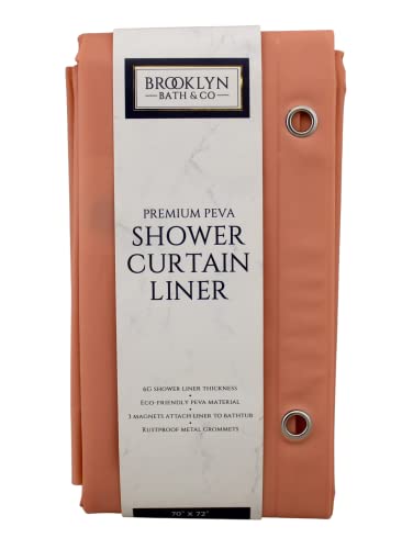 Dependable Industries inc. Essentials Premium 6 Guage PEVA Shower Curtain Liner - PVC Free Magnetized Bottom Odorless with Rustproof Grommets (Peach) - color: Peach