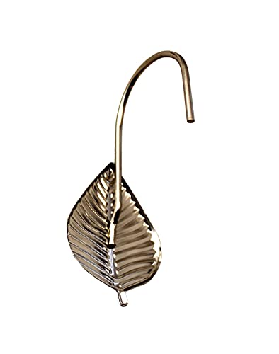 Silver Shower Curtain Rings Hooks Polished Shiny Chrome Leaves Decorative Shower Curtain Hooks Set of 12 Metal Rust-Proof Shower Hanger Rings for Bathroom Curtains Rods