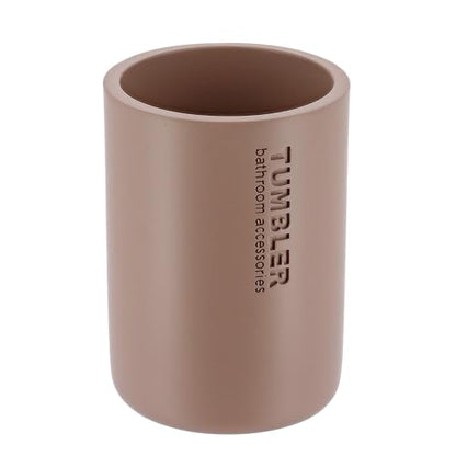 Matte Cappuccino Bathroom Cup, Toothbrush & Toothpaste Holder, Resin | Compact, Vanity Organizer for Toothbrushes, Razors & Makeup Brushes, Easy to Clean Surface, Durable Construction - color: Cappuccino
