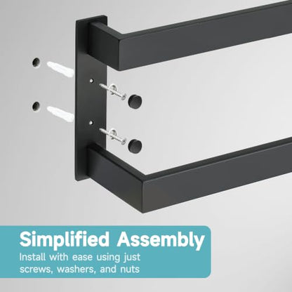 Alise Double Towel Bar, 20" Double Towel Racks for Bathroom, Matte Black | Bathroom Towel Rack Wall Mounted, 3.54" Wide Faster Drying, Ladder Design, SUS304 Stainless Steel - color: Matte Black, size: 20-inch