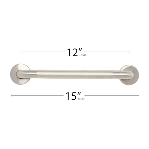 Seachrome 12" Wall Mount Grab Bar, 1 ¼" Diameter, Concealed Flanges, ADA Compliant, Peened with Satin Ends - size: 12 Inch
