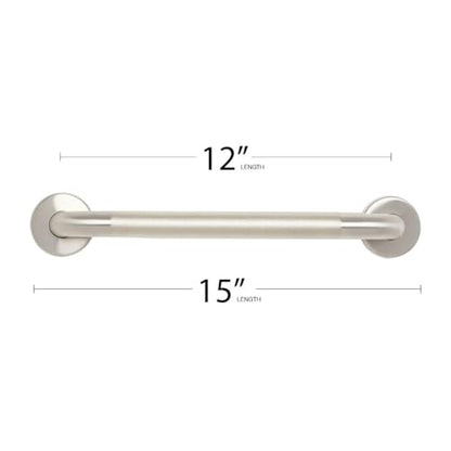 Seachrome 12" Wall Mount Grab Bar, 1 ¼" Diameter, Concealed Flanges, ADA Compliant, Peened with Satin Ends - size: 12 Inch