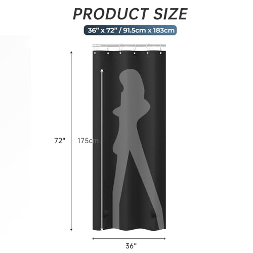 AmazerBath Stall Shower Curtain 36x72, Black Shower Curtain Plastic, Small Shower Curtain Liner Black Heavy Duty Thick PEVA, Walk in Shower Liner with 2 Weighted Stones and 6 Grommet Holes - color: Black, size: 36"W x 72"L (Pack of 1)