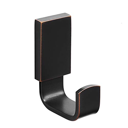 Brass Towel Hook, Bathroom Robe Coat Clothes Hook, Oil Rubbed Bronze | Wall Mounted with Screws for Bathroom, Kitchen, Hotel, Garage, Laundry, Square Coat and Hat Hooks, Rustproof & High Quality - color: Oil Rubbed Bronze, size: 1 Pack