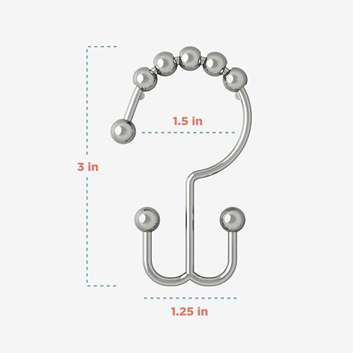Zenna Home Shower Curtain Hooks, Chrome, Set of 12 – Premium Shower Curtain and Liner Rings with Double Roller Glide and Double-Sided Design – Rust Resistant - color: Chrome