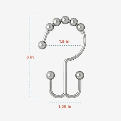 Zenna Home Shower Curtain Hooks, Chrome, Set of 12 – Premium Shower Curtain and Liner Rings with Double Roller Glide and Double-Sided Design – Rust Resistant - color: Chrome