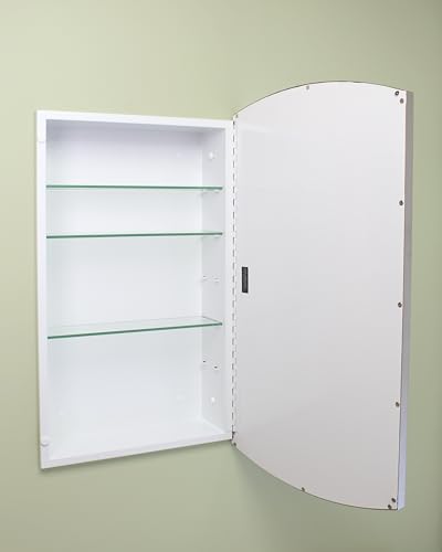 16x26 Harper Crescent Metal Framed Rectangle Recessed Bathroom Medicine Cabinet, Arced Mirror, 14x24 in-Wall Opening, Adjustable Glass Shelves, Magnet Close, Brushed Nickel - color: Brushed Nickel, size: 16x26