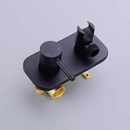 TRUSTMI Toilet Concealed Hot and Cold Bidet Spray Set, Matte Black | Brass Rough-In Wall Mount,Thumb-Free Push Button Hand Held Sprayer Head, 2 Function - color: Matte Black