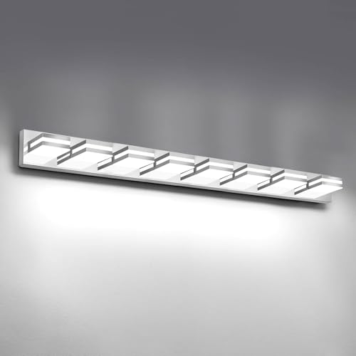 IZORRO LED Modern Bathroom Lights Fixtures(8-Light,Dimmable,360°Rotate),Chrome Acrylic Wall Lighting,Vanity Lights for Bathroom Over Mirror - 6000k 48In （No Assembly Required） - color: Chrome, size: 8 - Light