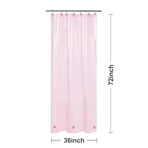 Barossa Design Clear Pink Stall Shower Curtain Liner with 3 Magnets, 36x72 | Waterproof PEVA, 3 Bottom Magnets, Metal Grommets, Lightweight Plastic Shower Liner 36 x 72 Inches for Small Bathroom Stall - color: Clear Pink, size: 36"W x 72"L (Pack of 1)