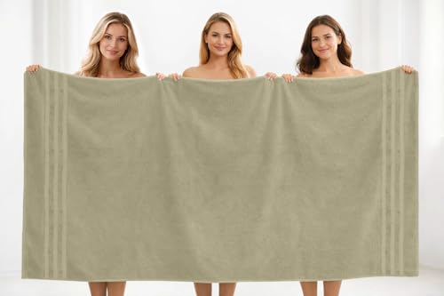 DAN River 2 Pack Bath Sheets Extra Large 35x70, Large Bath Towels for Adults, XL Oversized Heavy Duty Towel Set, 600 GSM 100% Ring Spun Cotton, Soft Quick Dry, Beige - color: Beige, size: Bath Sheet 35x70" (PK 2)
