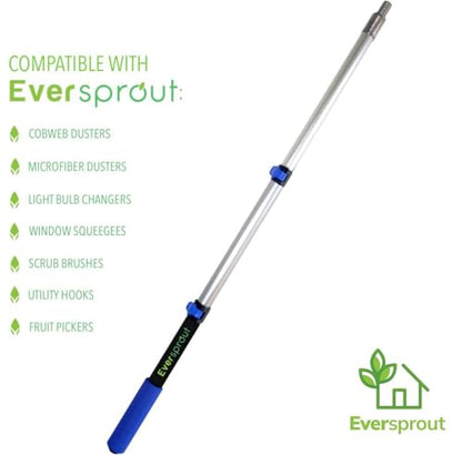EVERSPROUT Scrub Brush, 1.5 to 3ft Pole, Rubber Bumper, No-Scratch | For Cars, Trucks, RV, Boats, Driveways, Decks, Patios, Decks, House Siding, 8-10ft Standing Reach, Non-Slip Grip, Lightweight - size: 3 feet