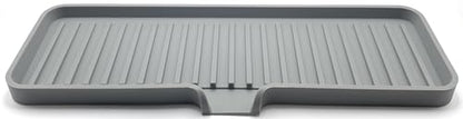 Silicone Soap Dish Tray and Sponge Holder with Drain Chute, Rectangular, Kitchen and Bathroom Sink Organizer (Grey, 12"x4") - color: Gray, size: (LG) 12"x4"