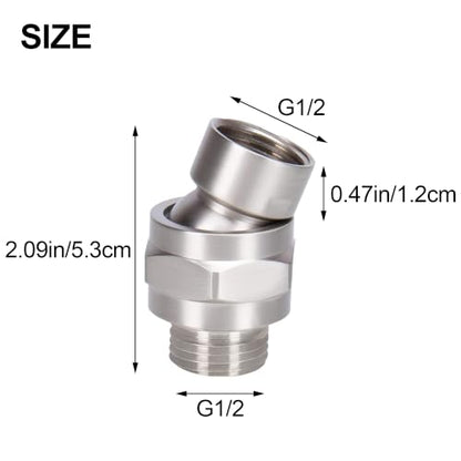 Shower Head Swivel Ball Adapter: Adjustable Pivot Ball to Adjust Showerhead Angle, Solid Brass Shower Arm Connector Extension Component (Silver 1) - color: Silver 1