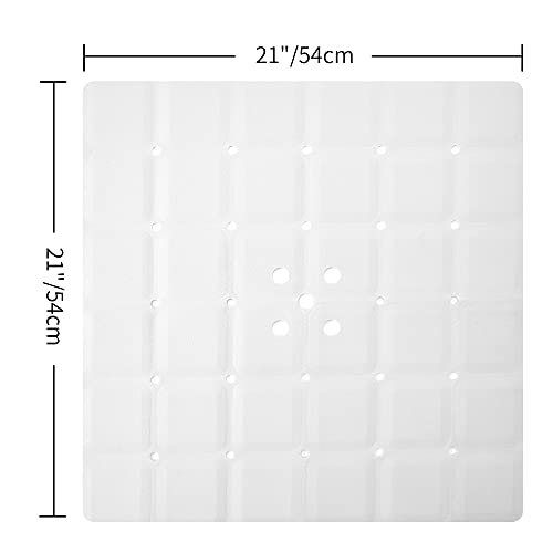 Webos Shower Mat for Textured Surface：Silicone Non Slip Shower Mat Without Suction Cups Foldable - Square Bath Mat for Reglazed Tub Textured Shower Floor (White, 21x21) - color: White