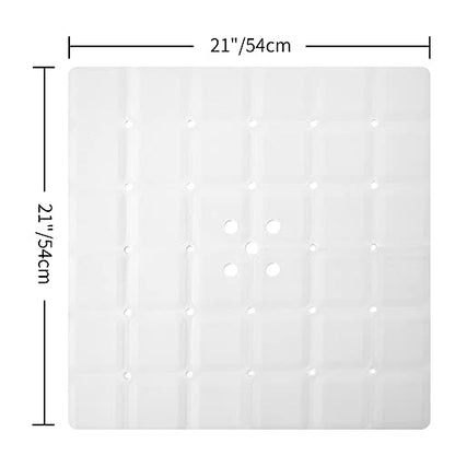 Webos Shower Mat for Textured Surface：Silicone Non Slip Shower Mat Without Suction Cups Foldable - Square Bath Mat for Reglazed Tub Textured Shower Floor (White, 21x21) - color: White