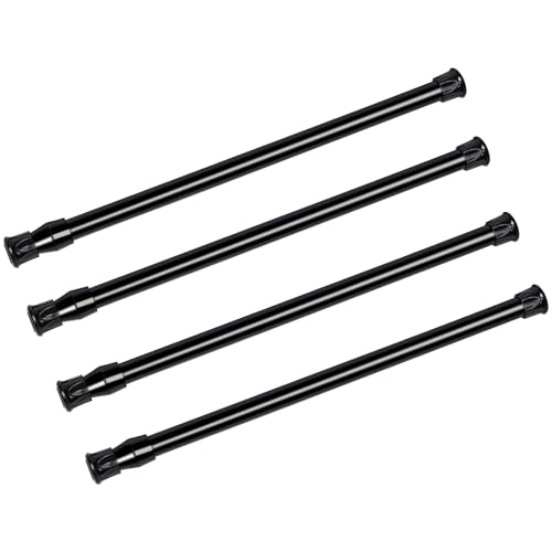 Tension Rods, 4 Pack Adjustable Spring Steel Cupboard Bars 10-16 Inches Tension Curtain Rod Shower Rod Closet Rod Small Tension Rods, (Black, 10-16 in-4 Pcs) - color: Black, size: 10-16"-4Pcs